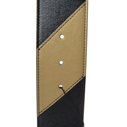 Gucci Calfskin Striped Textured Double G 50mm Belt 75 30 Black Beige 3 of 5