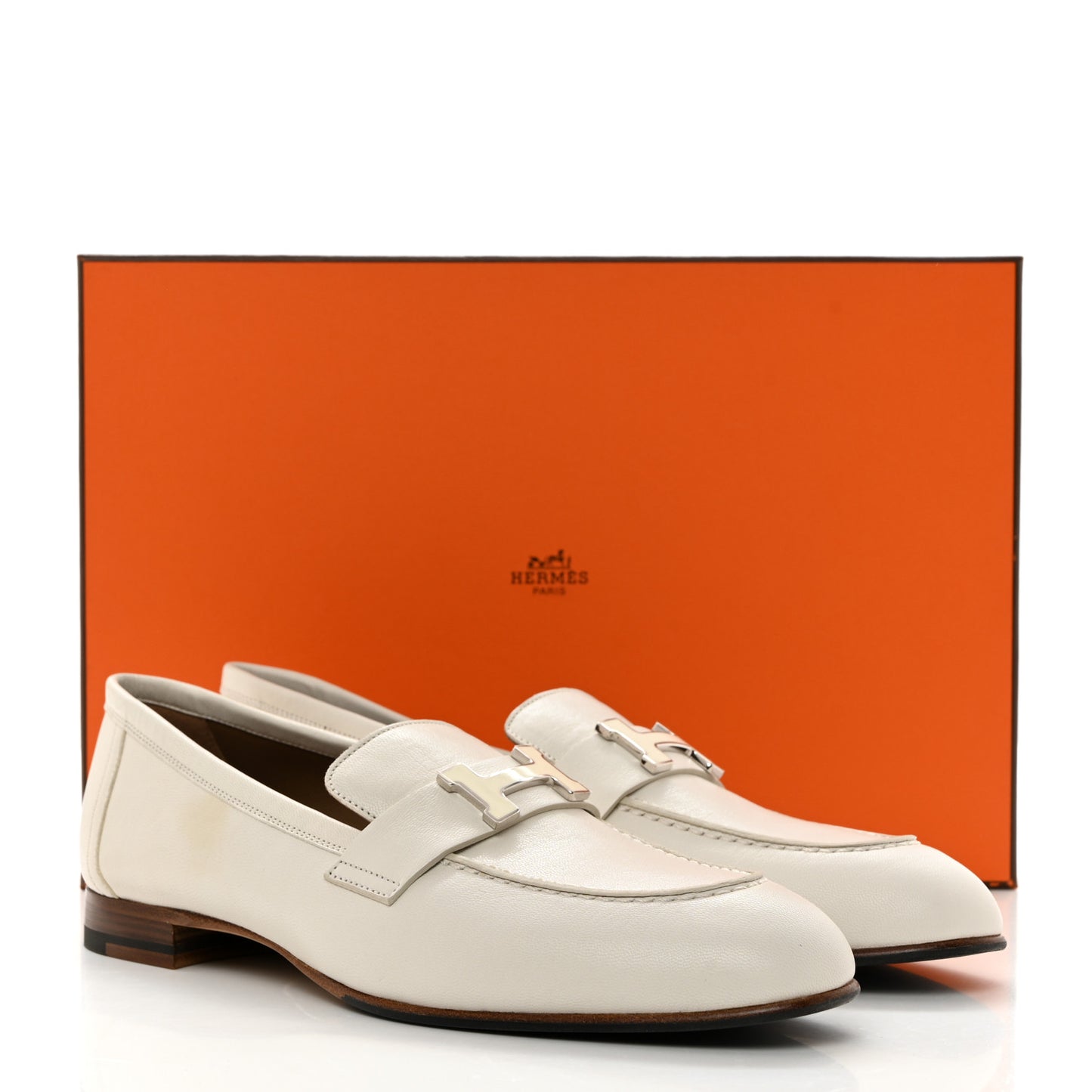 Calfskin Womens Paris Loafers 38.5 White