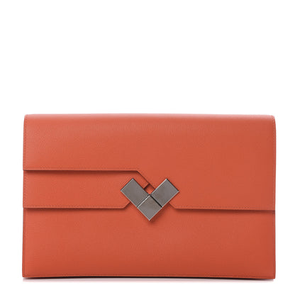 Hermes Evercolor Fortunio Clutch Orange Poppy 1 of 9