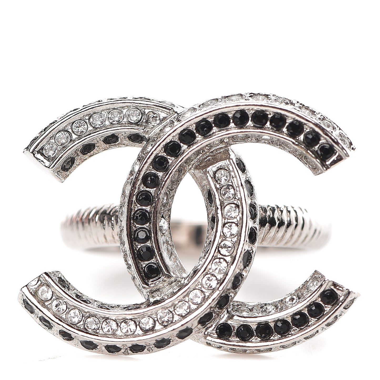 Crystal CC Ring 6.25 Silver Black