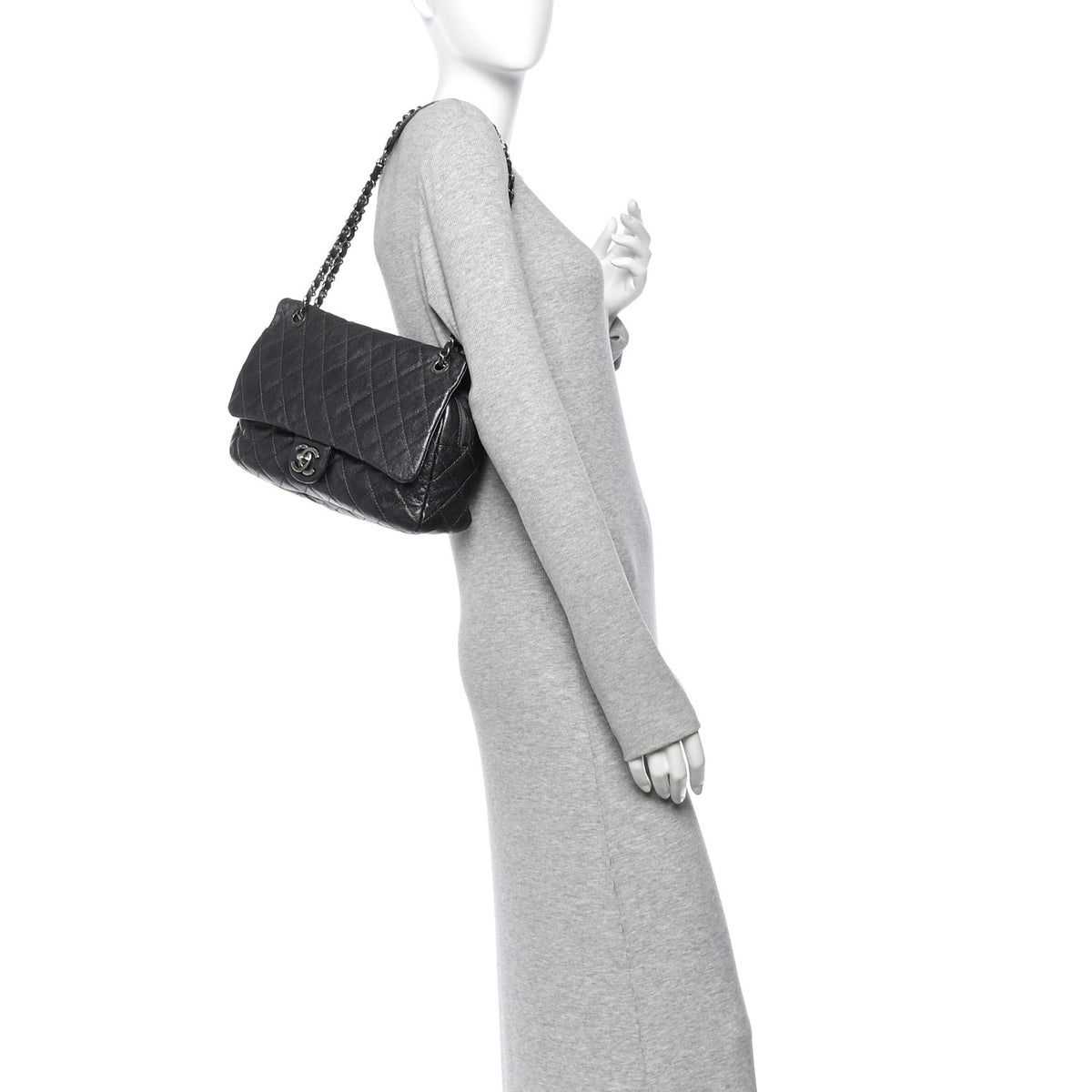 Chanel Iridescent Caviar Quilted Large Chic Flap Grey 2 of 10