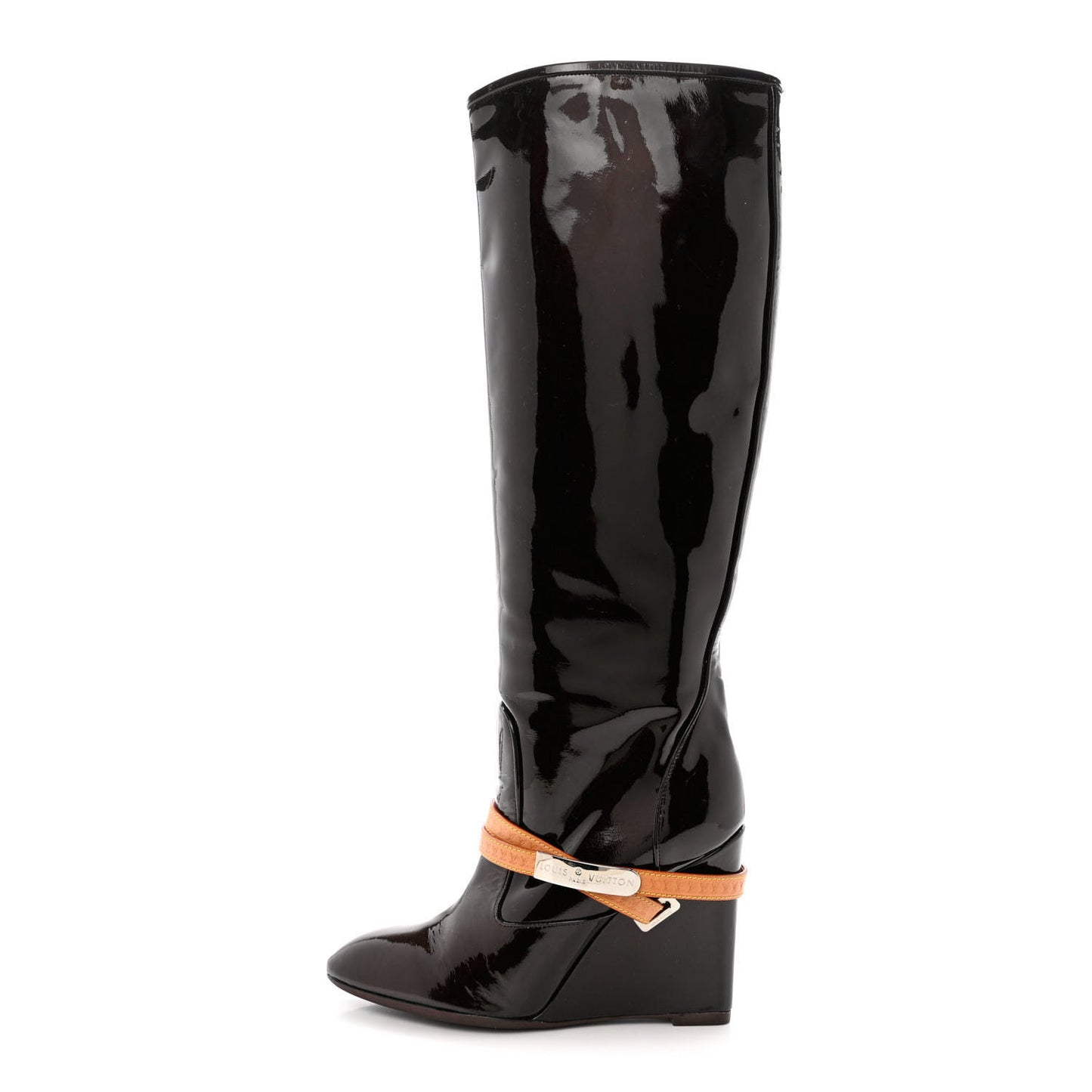 Patent Calfskin Tall Boots 38 Amarante