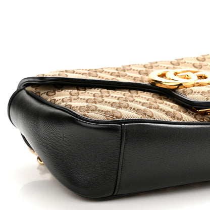 Gucci Monogram Matelasse Diagonal Small GG Marmont Shoulder Bag Beige Black 9 of 10