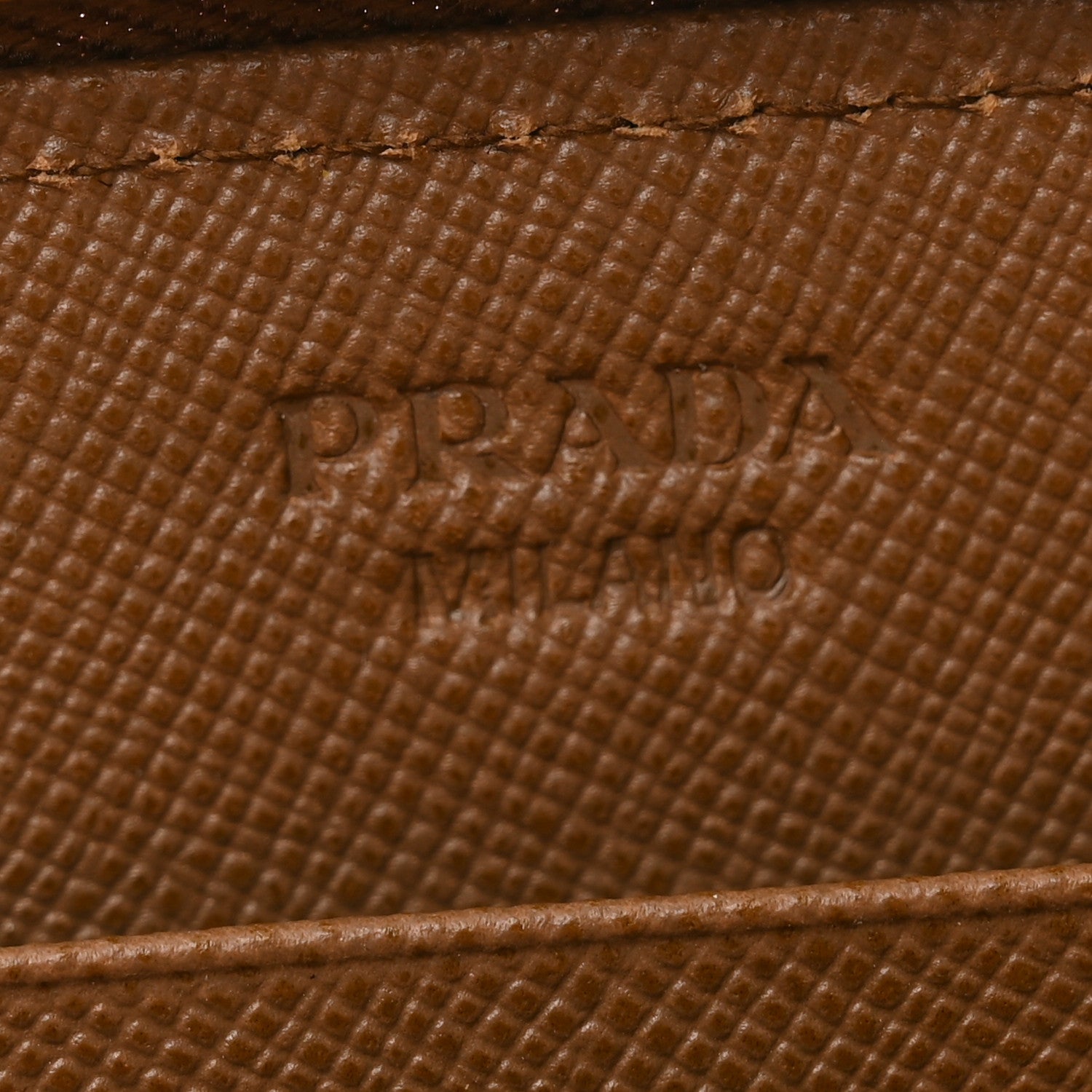Prada Saffiano Triangle Zip Around Wallet Caramel 7 of 9