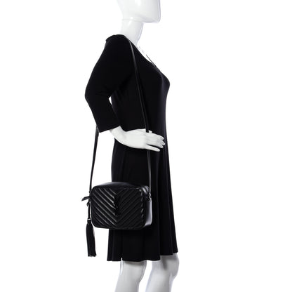 Saint Laurent Calfskin Matelasse Monogram Lou Camera Bag Black 2 of 8