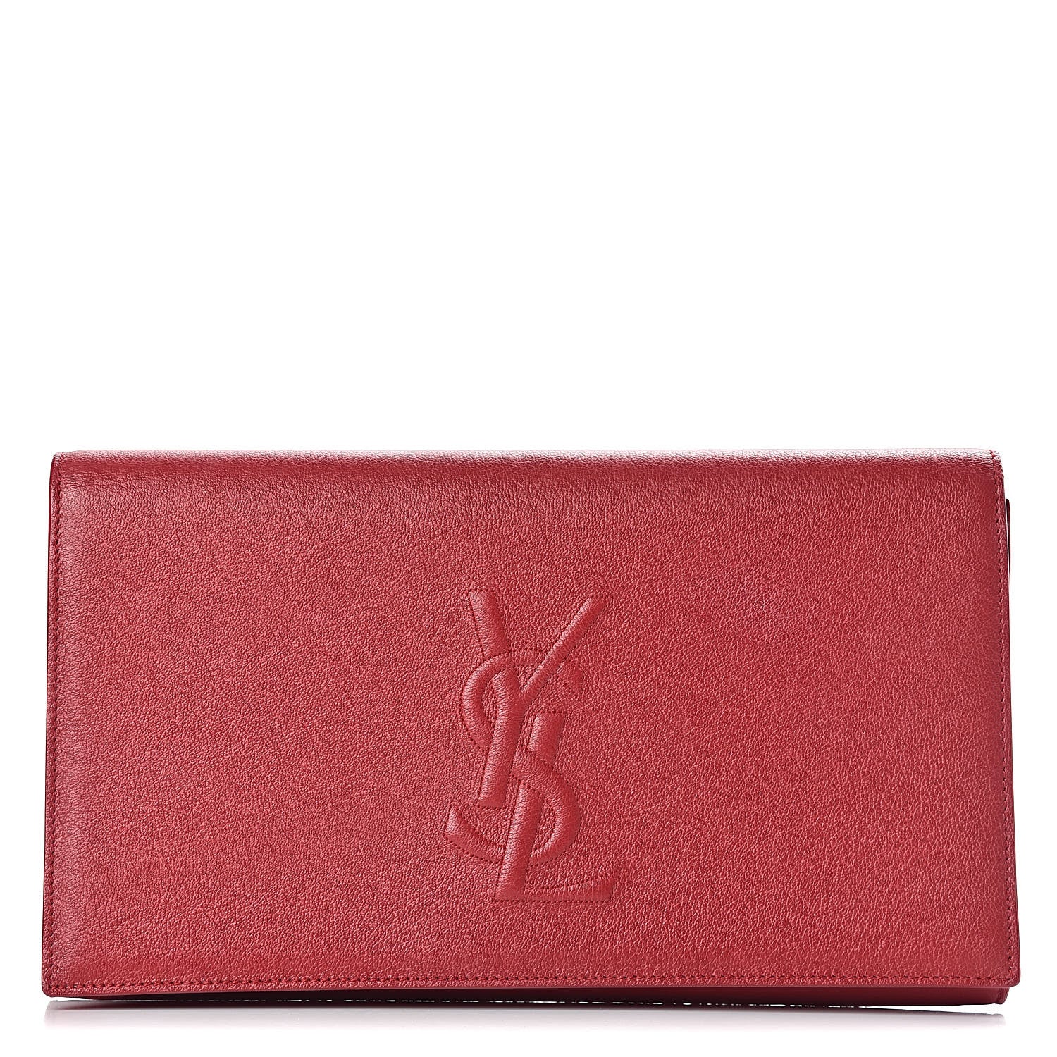 Saint Laurent Calfskin Monogram Large Belle De Jour Clutch Red 1 of 10