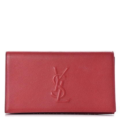 Saint Laurent Calfskin Monogram Large Belle De Jour Clutch Red 1 of 10