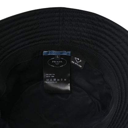 Prada Re-Nylon Metal Triangle Logo Womens Bucket Hat L Black 8 of 9