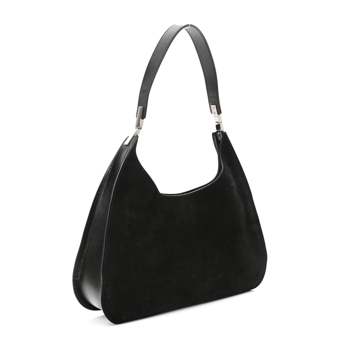 Suede Logo Hobo Bag Black