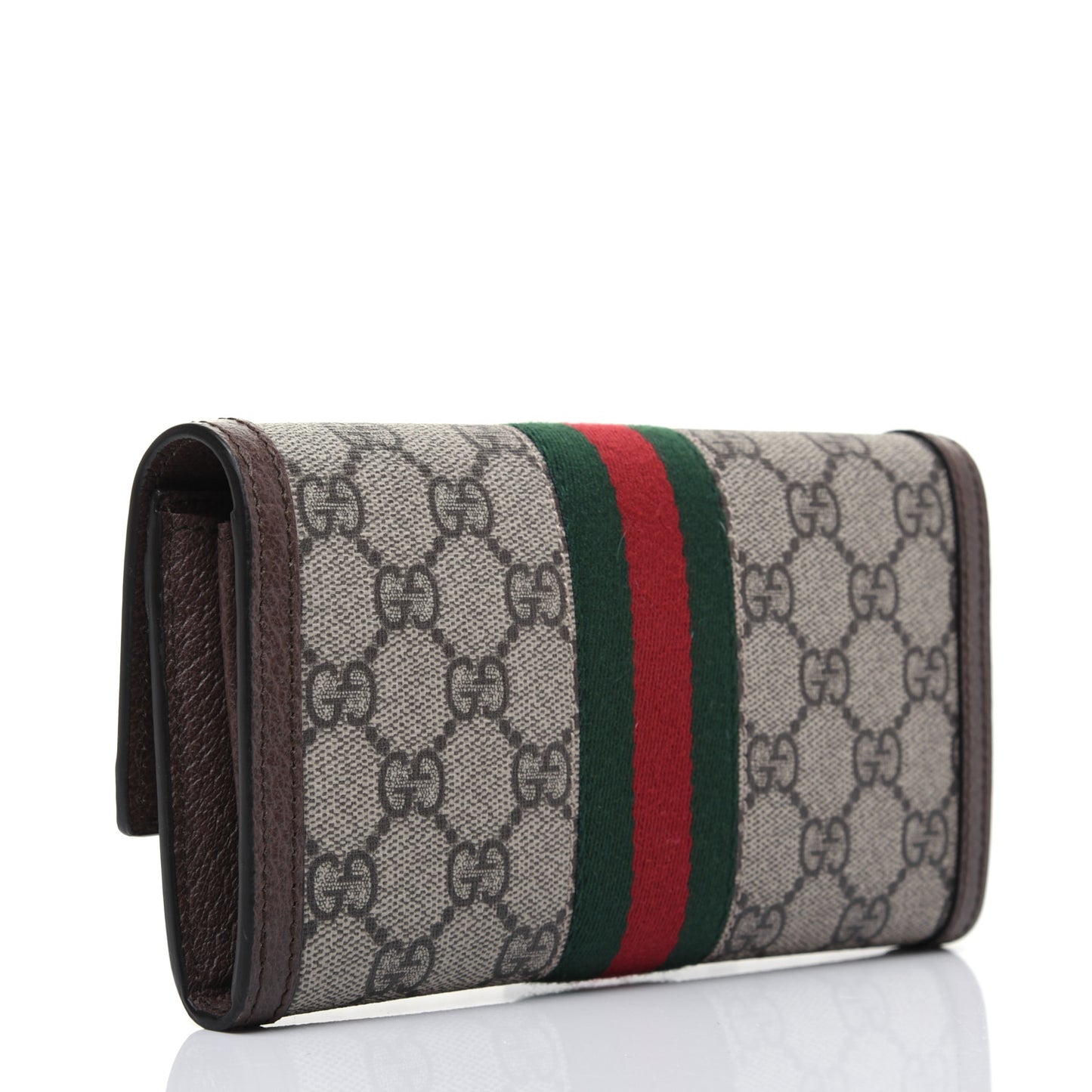 GG Supreme Monogram Web Ophidia Continental Wallet Brown