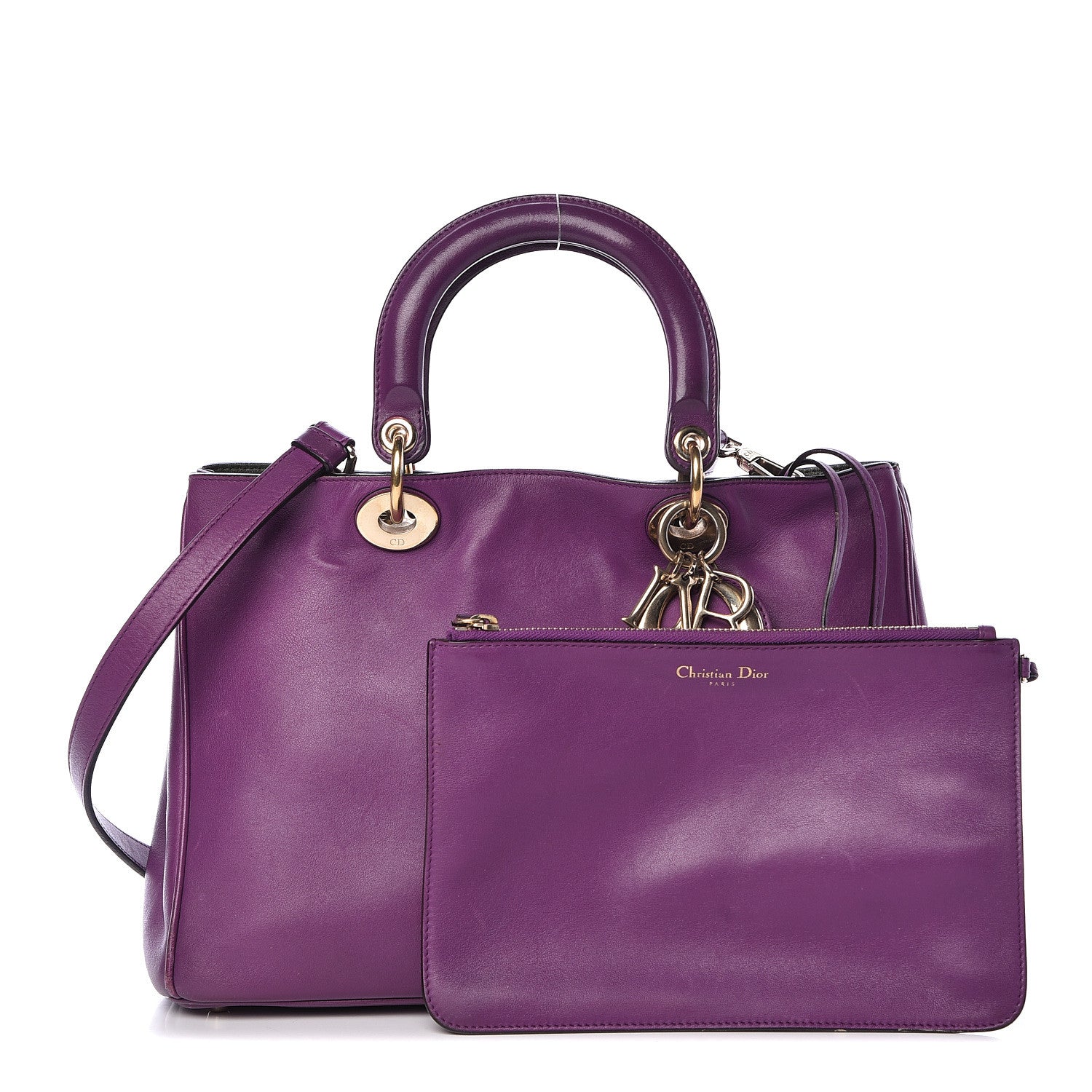 Christian Dior Smooth Calfskin Medium Diorissimo Tote Purple 1 of 17