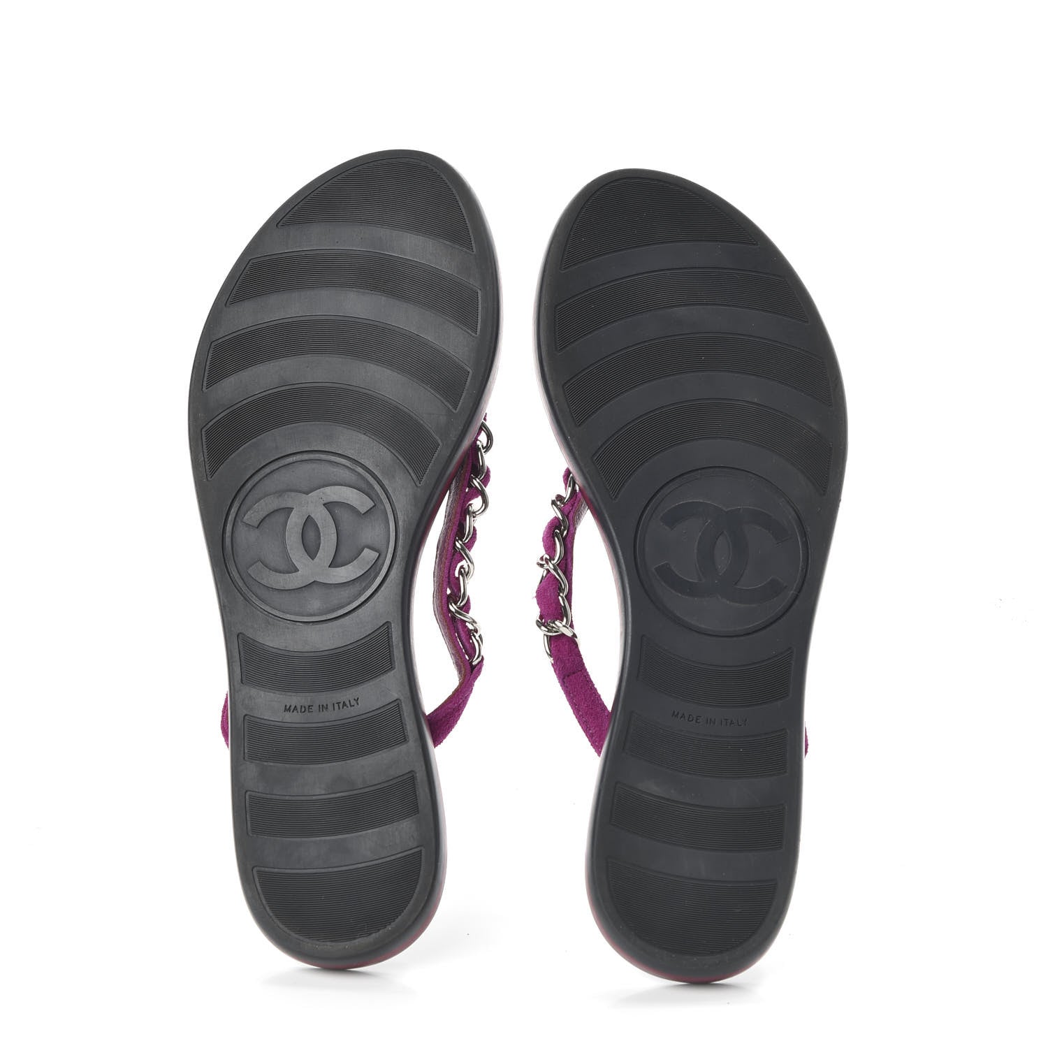 Chanel Suede Calfskin Quilted Chain Thong Sandals 36 Pink 5 of 7