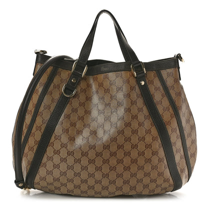 Gucci Crystal Monogram Medium Abbey Convertible Tote Dark Brown 1 of 10