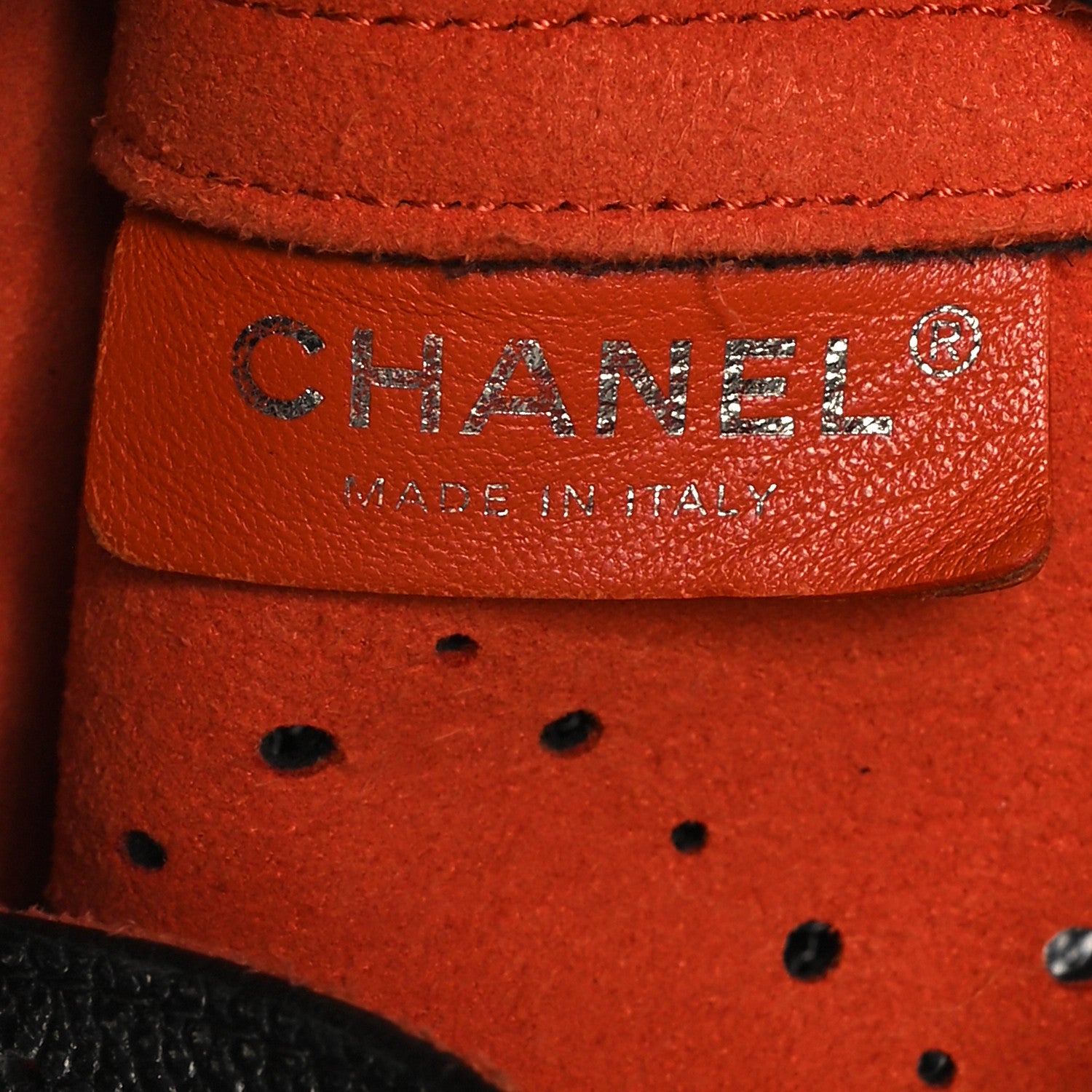 Chanel Caviar Perforated Drawstring CC Bag Black Orange 6 of 15
