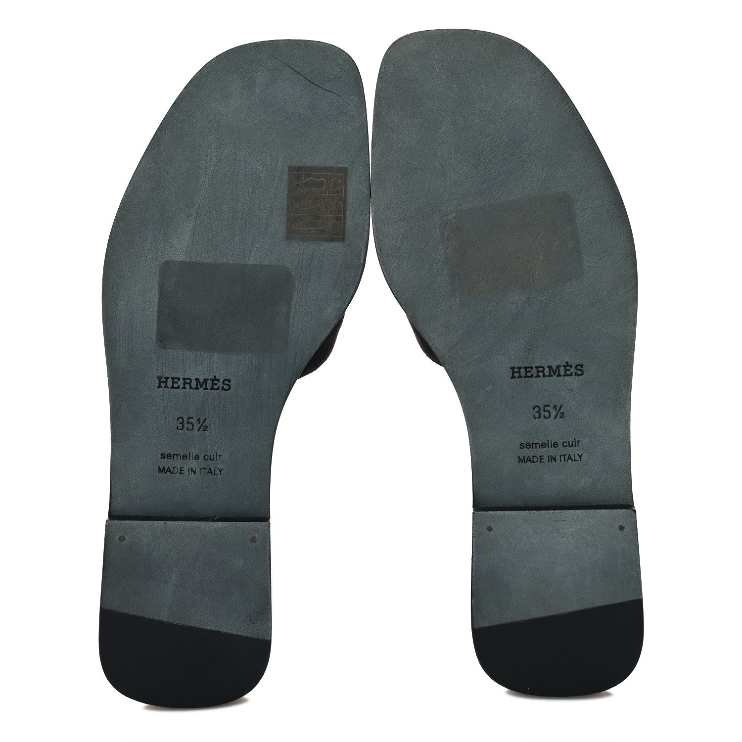 Hermes Suede Goatskin Oran Sandals 35.5 Black 5 of 9