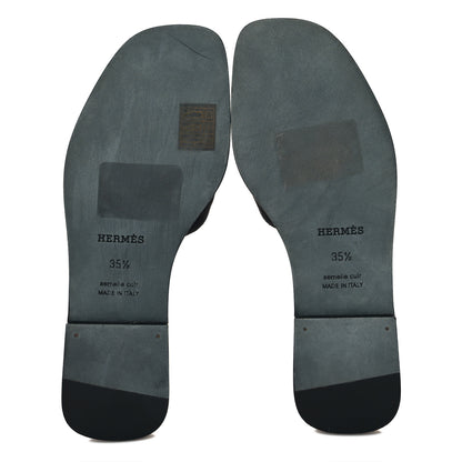 Hermes Suede Goatskin Oran Sandals 35.5 Black 5 of 9