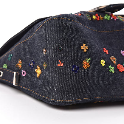 Fendi Denim Beaded Mama Baguette Blue 8 of 9