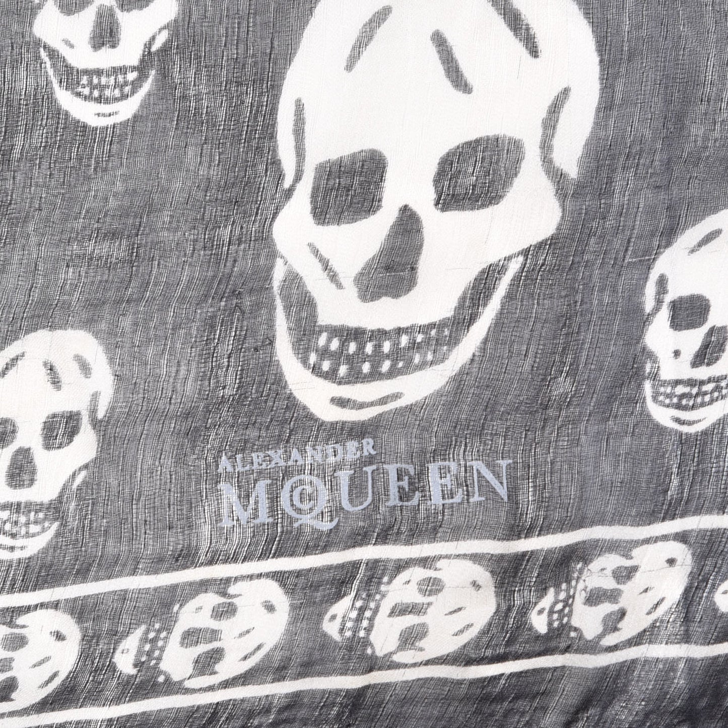 Silk Chiffon Skull Scarf Black Ivory