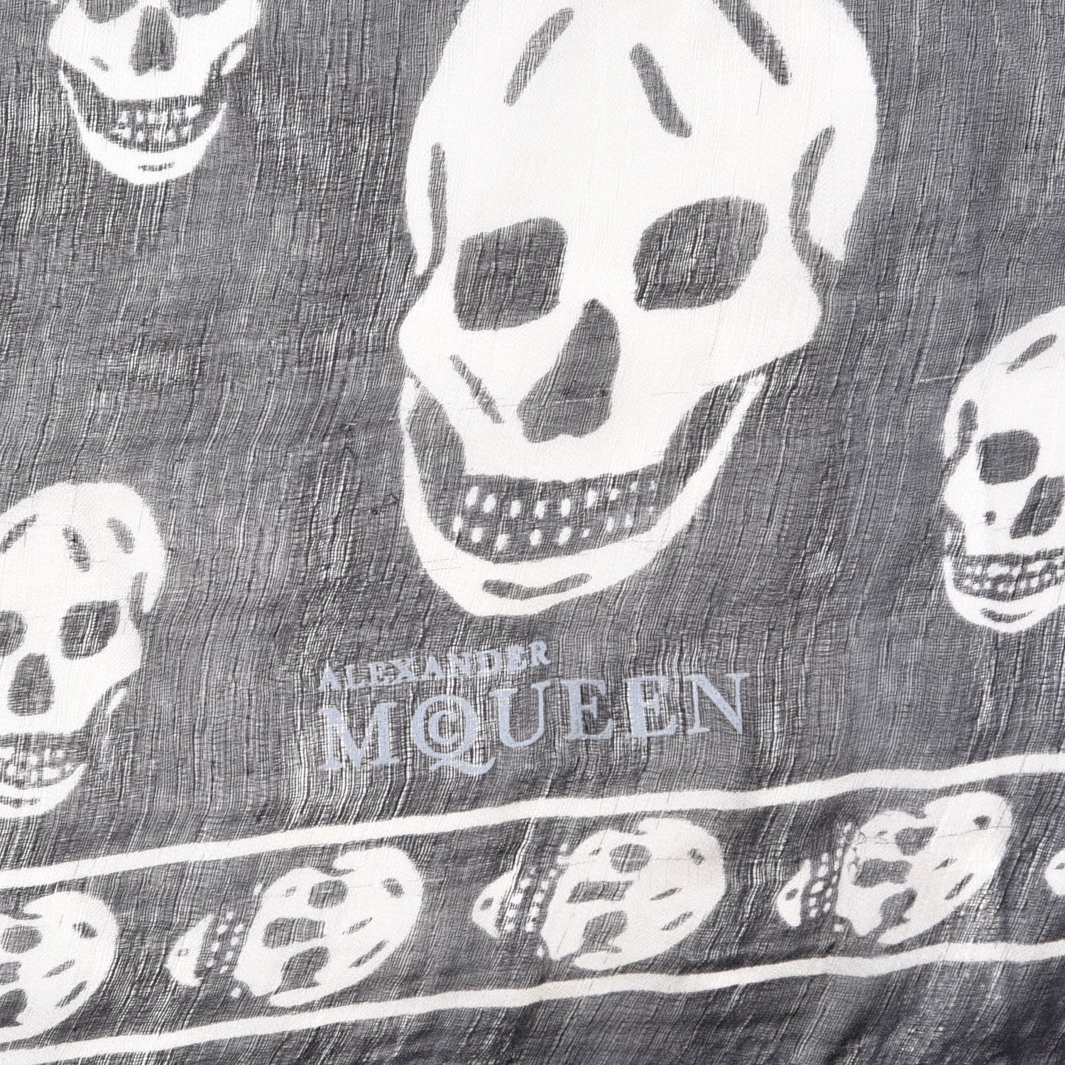 Alexander McQueen Silk Chiffon Skull Scarf Black Ivory 3 of 5