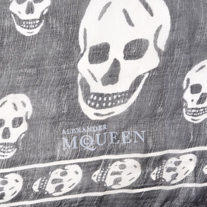 Alexander McQueen Silk Chiffon Skull Scarf Black Ivory 3 of 5