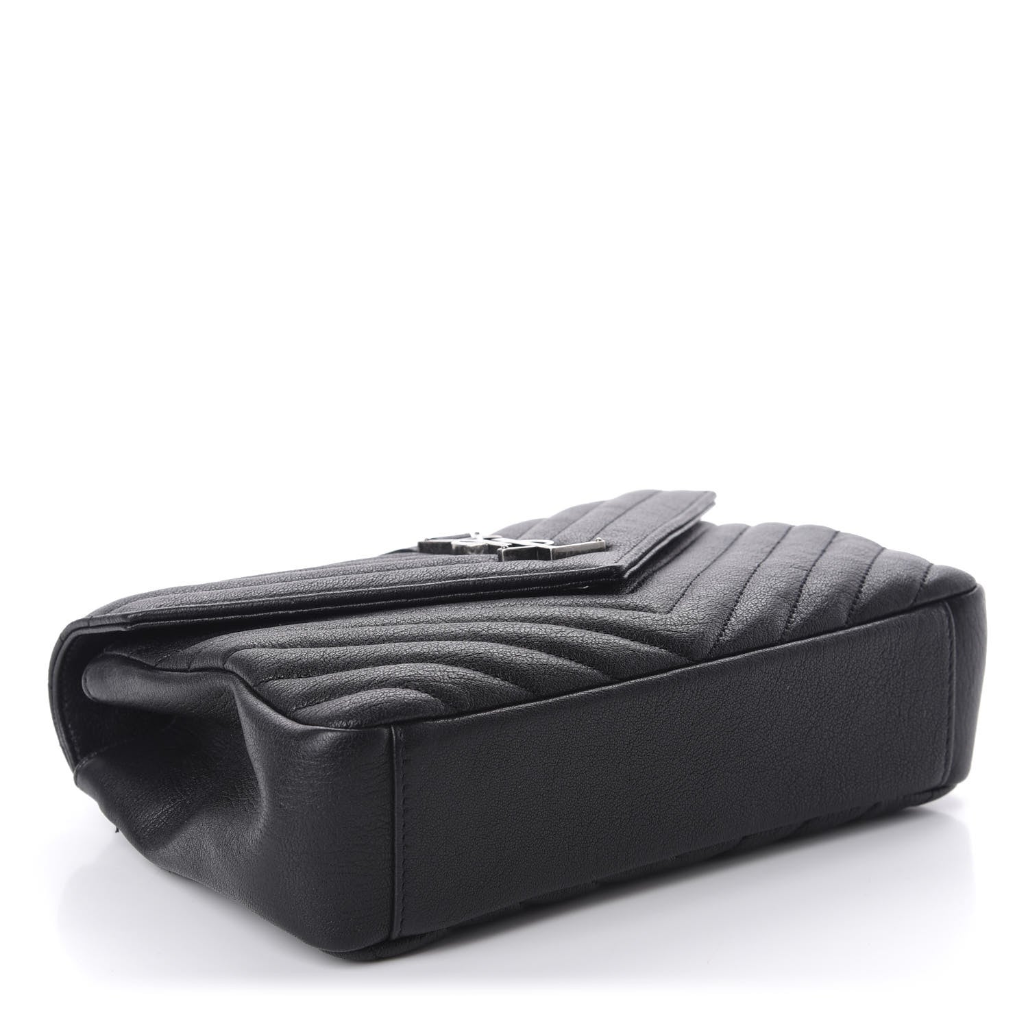 Saint Laurent Sheepskin Matelasse Chevron Monogram Medium College Bag Black 4 of 11