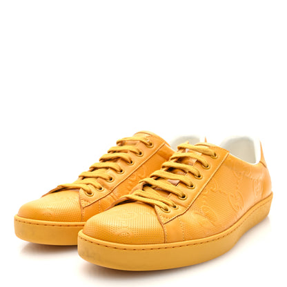 Gucci Calfskin GG Tennis Embossed Mens Ace Sneakers 39 Crop 3 of 9