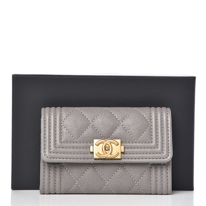 Chanel Caviar Quilted Boy Flap Card Holder Grey 9 of 9