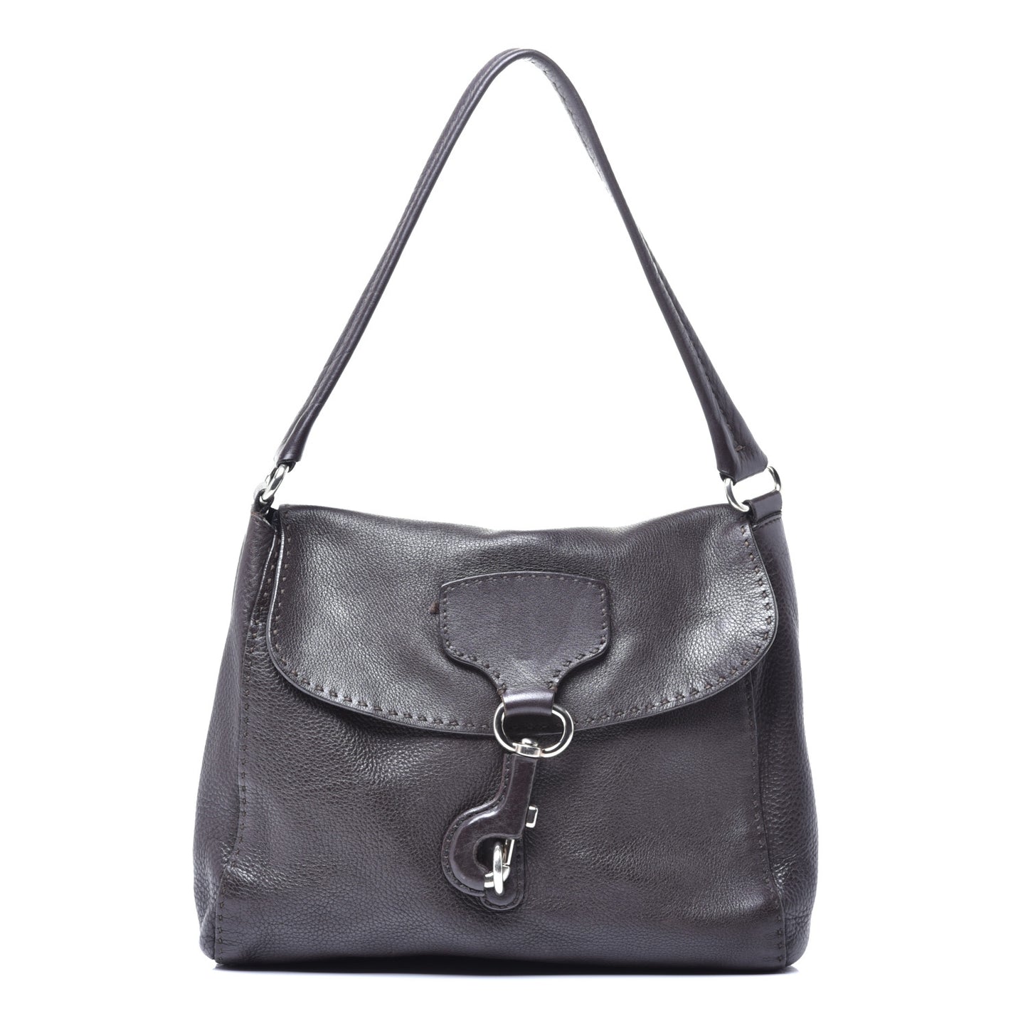 Vitello Daino Shoulder Flap Bag Caffe Naturale