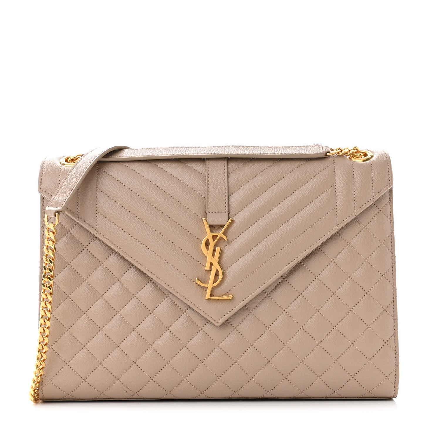 Grain De Poudre Mixed Matelasse Large Triquilt Monogram Satchel Beige