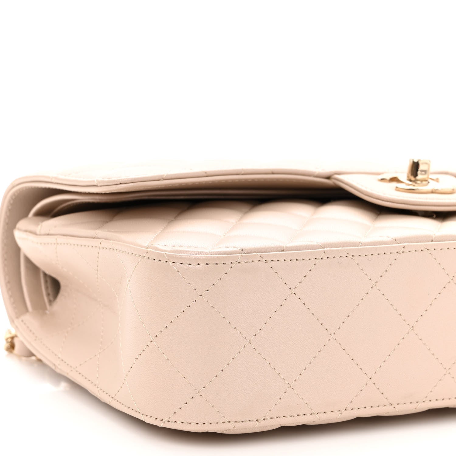 Chanel Iridescent Lambskin Quilted Medium Double Flap Light Beige 9 of 11