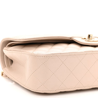 Chanel Iridescent Lambskin Quilted Medium Double Flap Light Beige 9 of 11