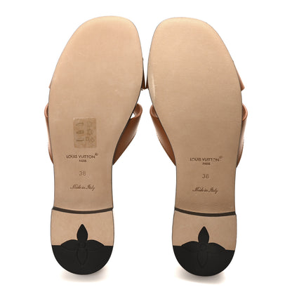 Louis Vuitton Calfskin LV Isola Flat Sandals 38 Tan 6 of 8