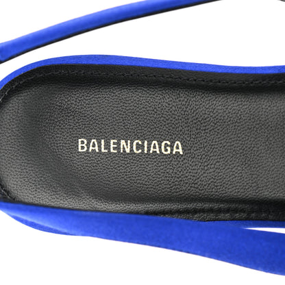 Balenciaga Satin BB Knife Pointy Toe Slingback Flats 36.5 Bleu 7 of 8