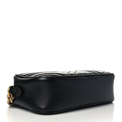 Gucci Calfskin Matelasse Small GG Marmont Chain Shoulder Bag Black 4 of 11