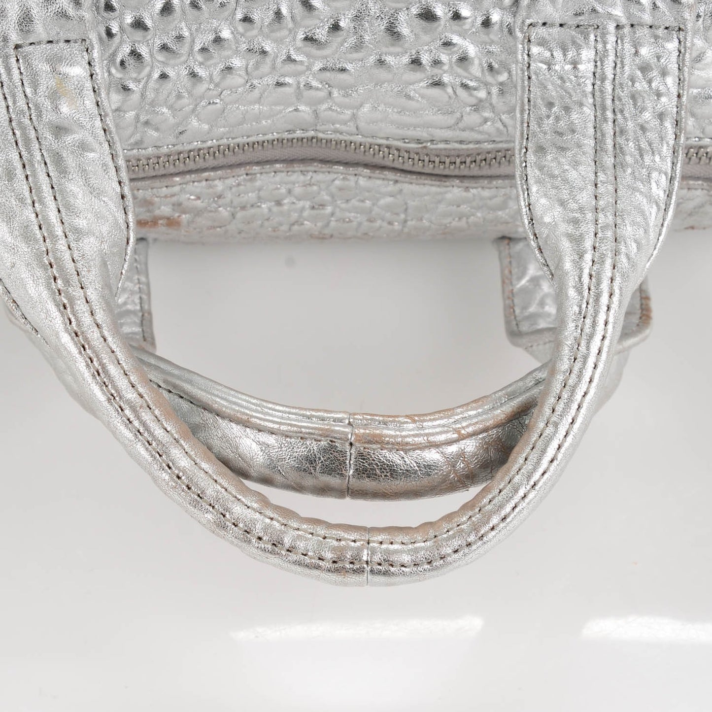 Metallic Pebbled Lambskin Rocco Rhodium Hardware