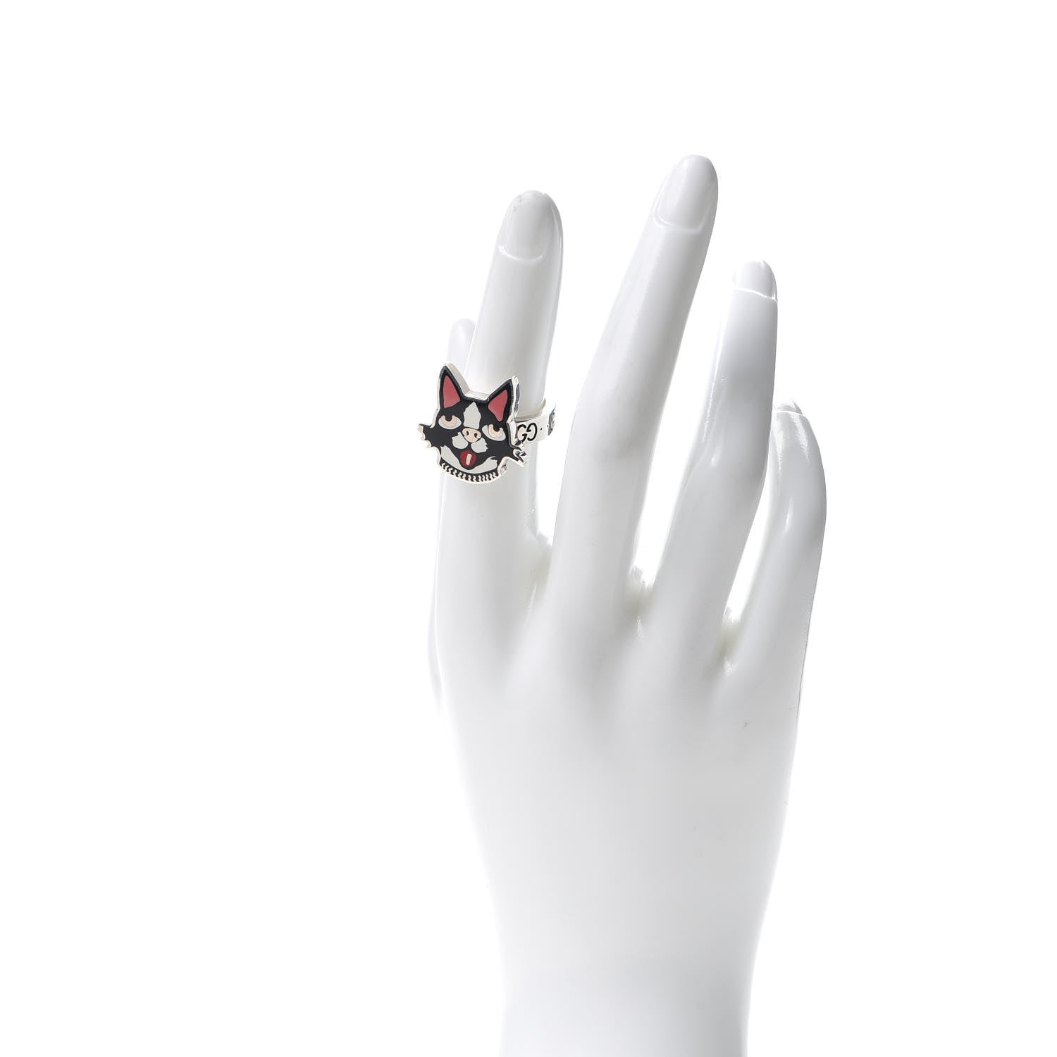 Gucci Sterling Silver Enamel Bosco Ring 52 6 2 of 6