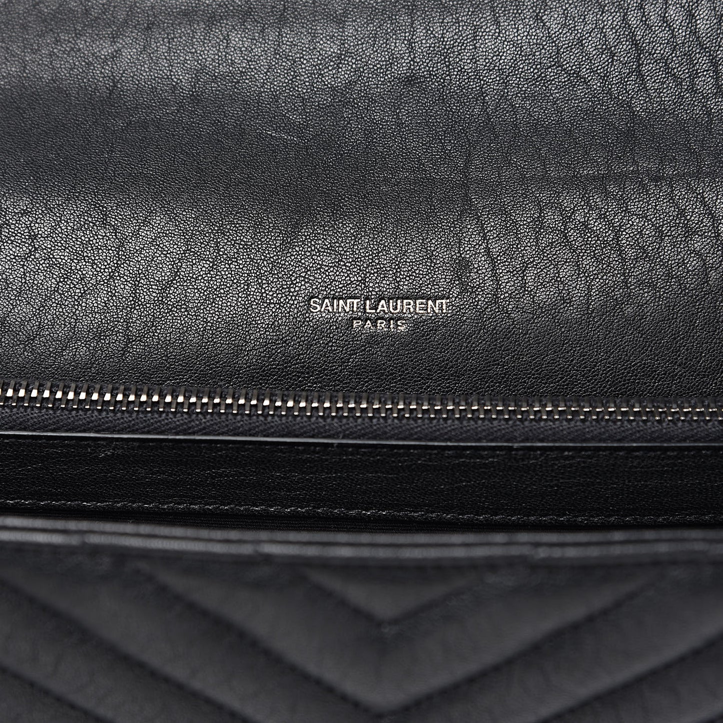 Sheepskin Matelasse Chevron Monogram Large College Satchel Black