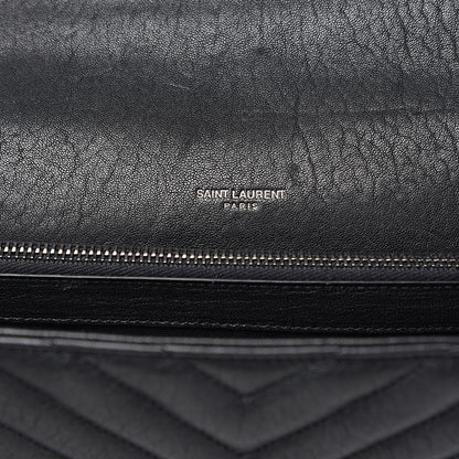 Saint Laurent Sheepskin Matelasse Chevron Monogram Large College Satchel Black 7 of 12