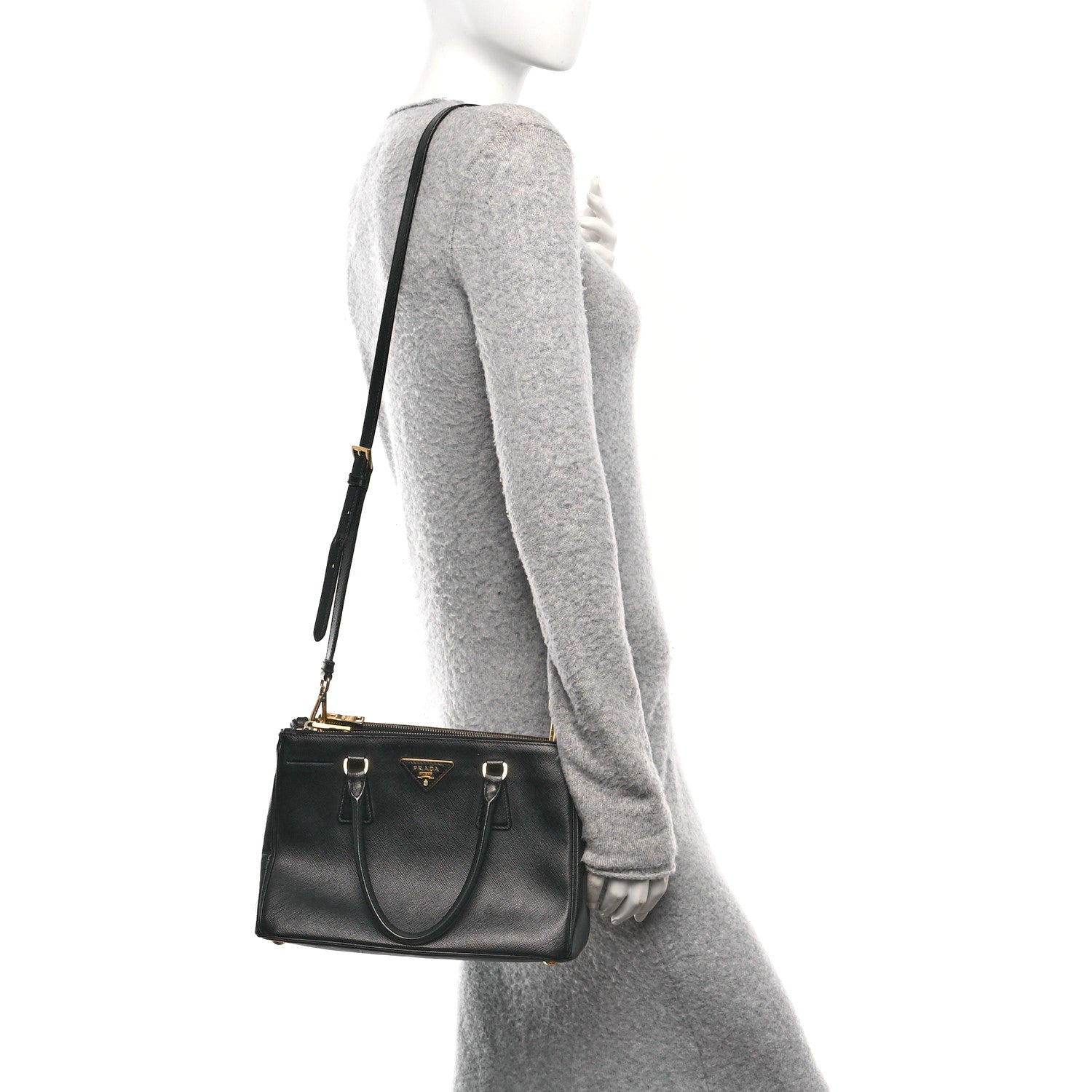 Prada Saffiano Small Galleria Double Zip Tote Black 2 of 10