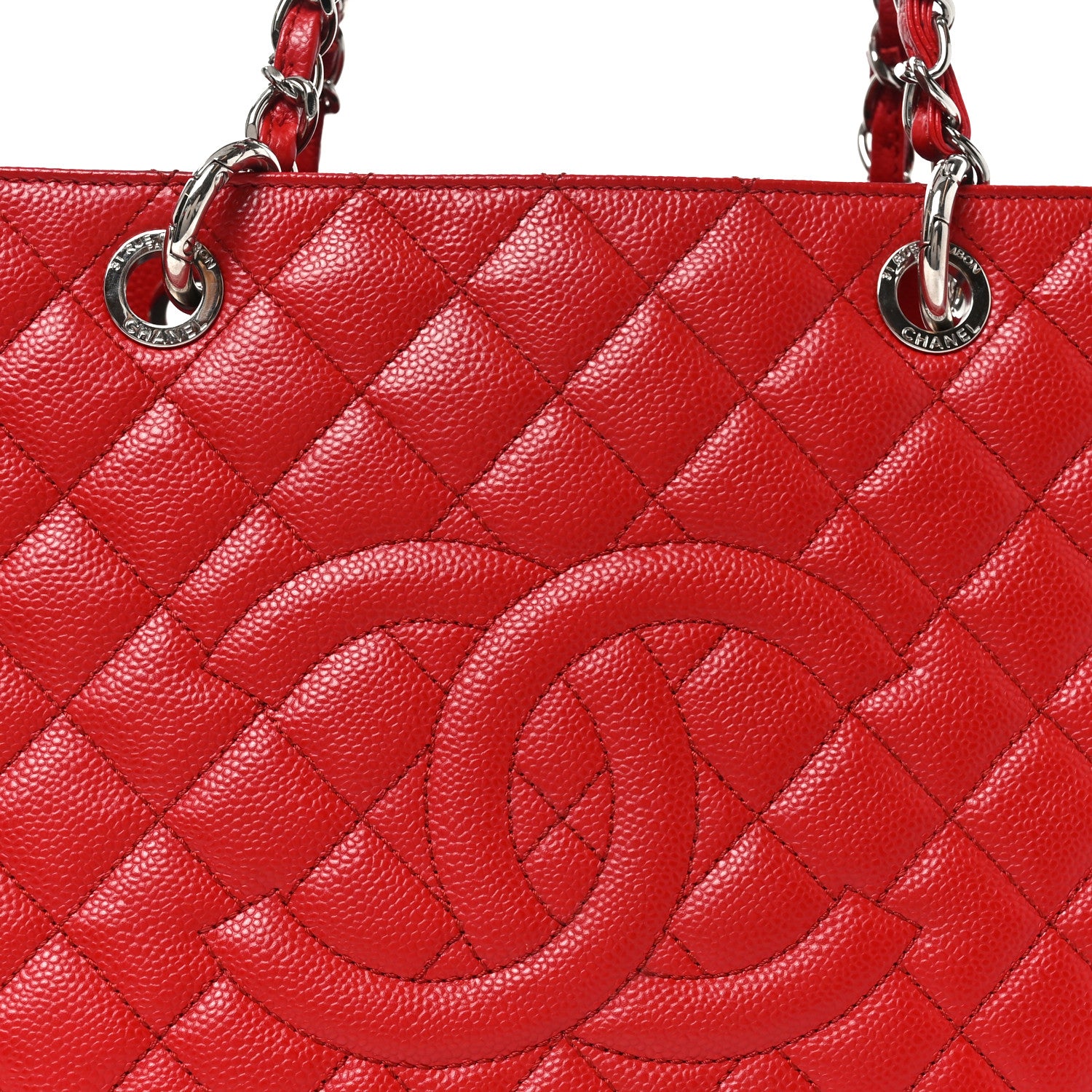 Chanel Caviar Quilted XL Grand Shopping Tote GST Red 7 of 9