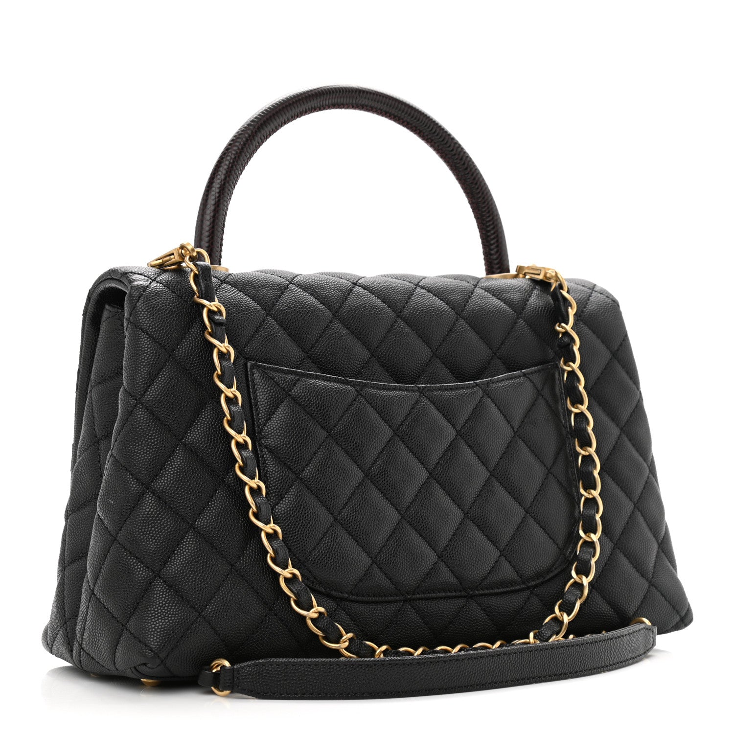 Chanel Caviar Lizard Quilted Small Coco Handle Flap Black 2 of 11