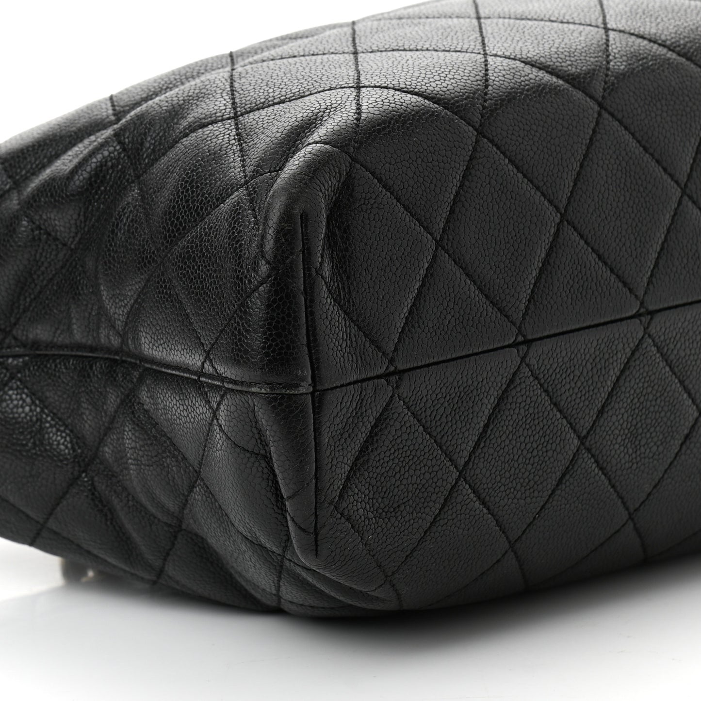 Caviar Quilted Shopping Tote Black
