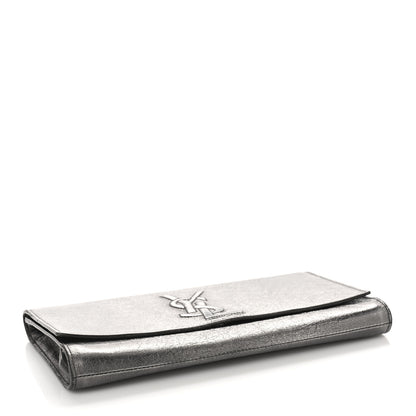 Saint Laurent Metallic Calfskin Large Belle De Jour Clutch Dark Silver 4 of 8