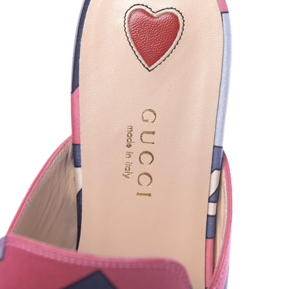 Gucci Satin GG Wallpaper Womens Princetown Slippers 35.5 Pink Flamboyant Blue Black 6 of 9
