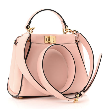 Fendi Vitello Seta Canvas FF Embroidered Mini Peekaboo Iconic Satchel Rosa Confetto 2 of 10