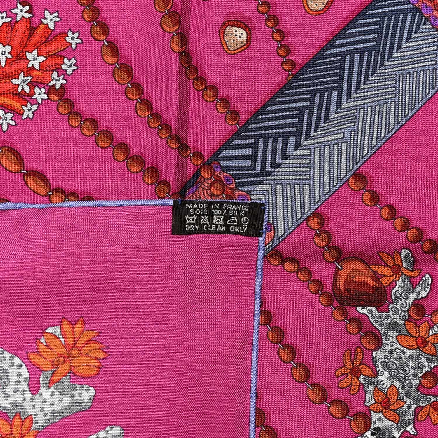 Hermes Silk Chemins De Corail Scarf 90 Fuchsia Gris Bordeaux 3 of 5