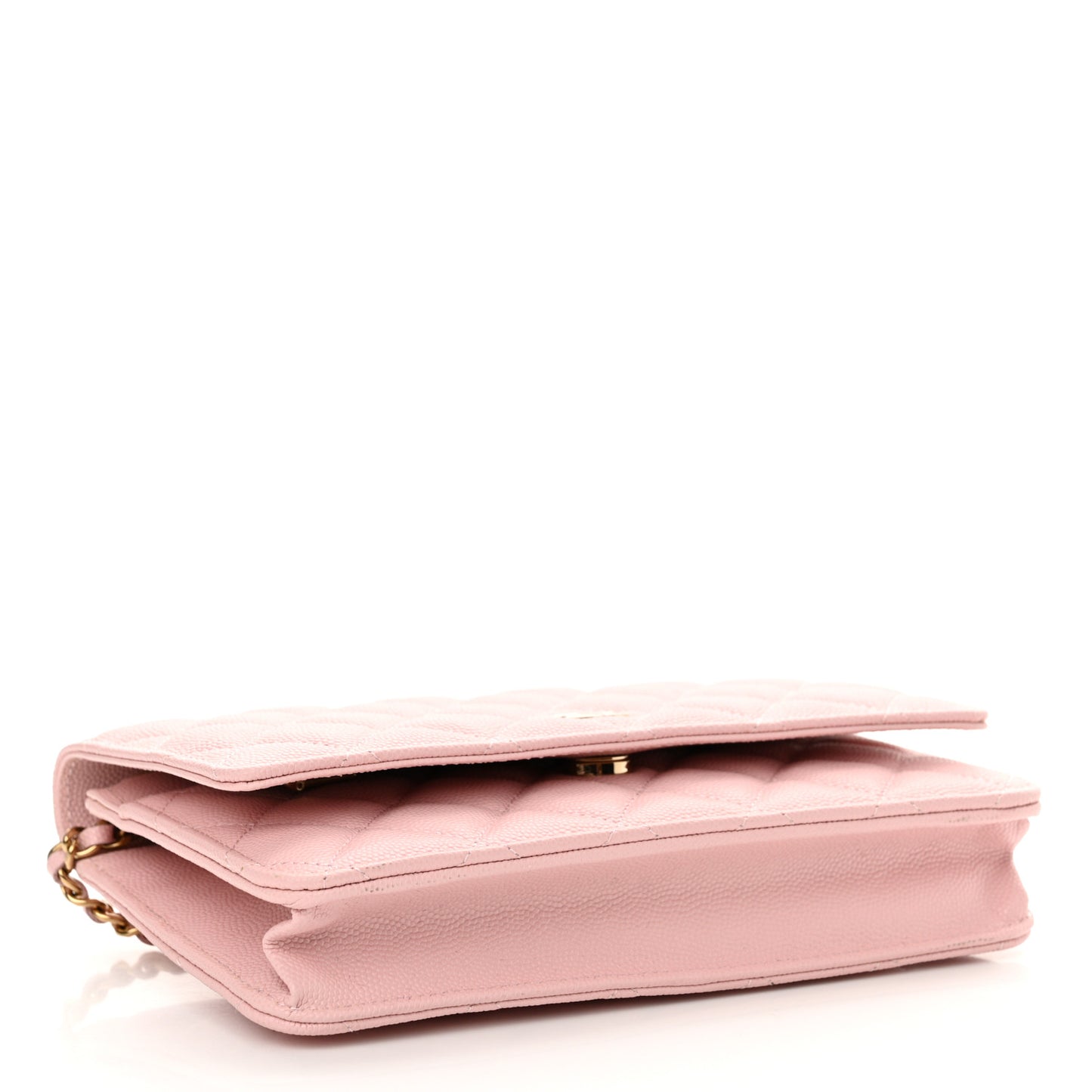 Caviar Quilted Wallet on Chain WOC Light Pink