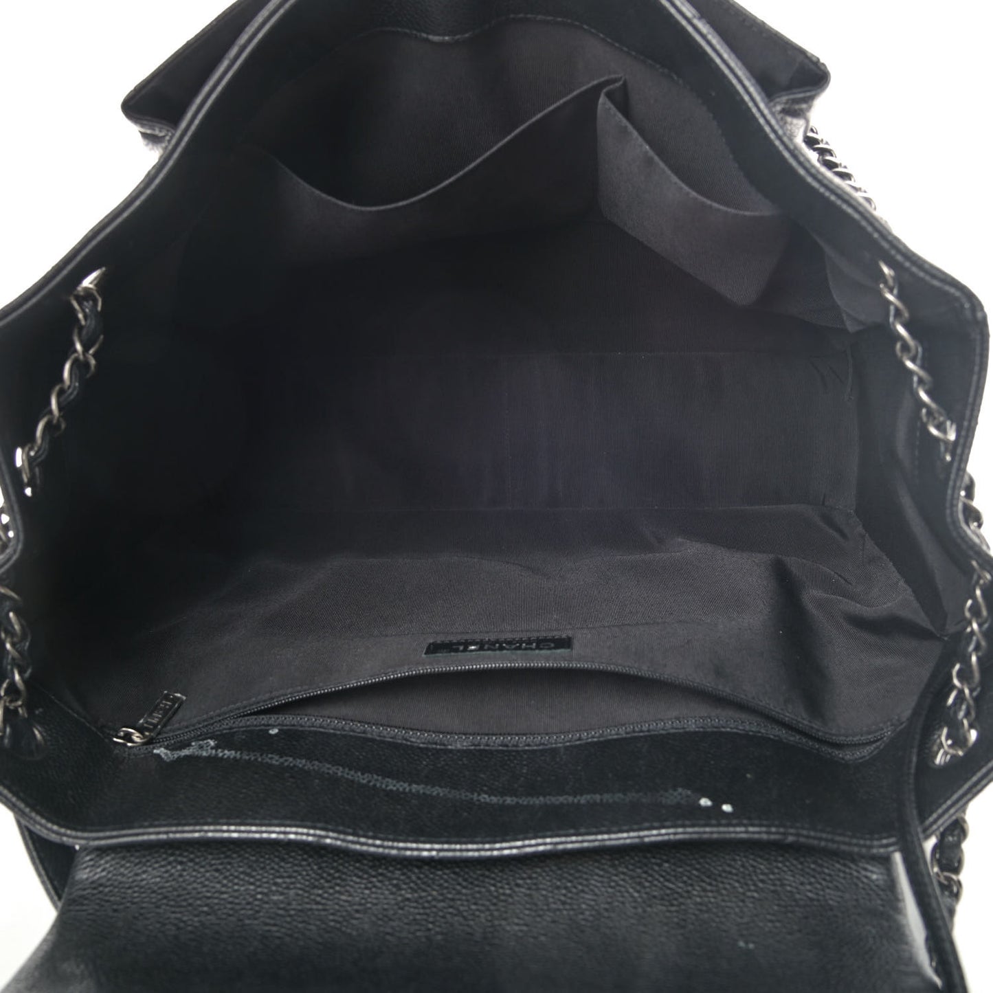 Caviar Quilted Flap Tote Black