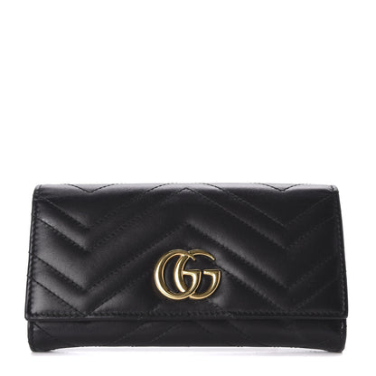 Gucci Calfskin Matelasse GG Marmont Continental Wallet Black 1 of 9