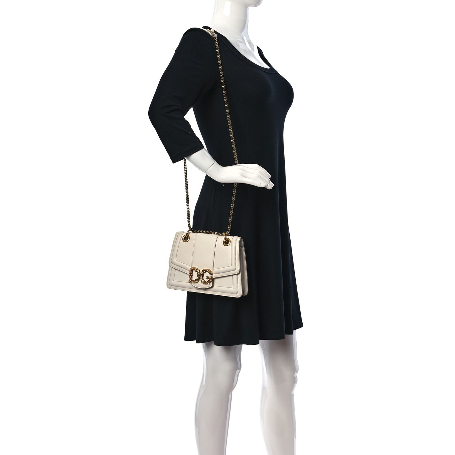 Smooth Calfskin Small DG Amore Envelope Bag White
